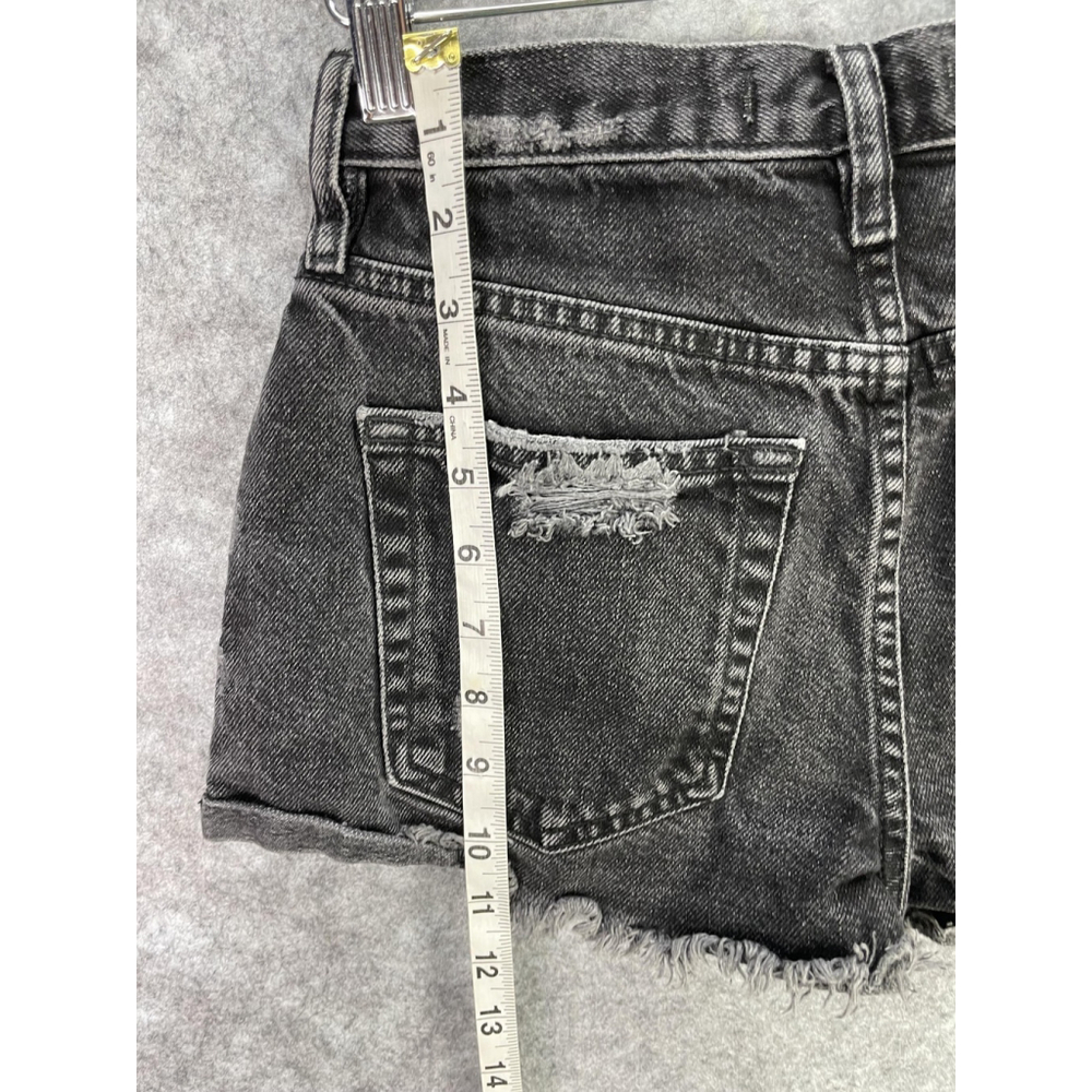 We The Free Shorts Womens 24 Black Distressed Denim Cutoff High Rise Raw Hem - Picture 10 of 11